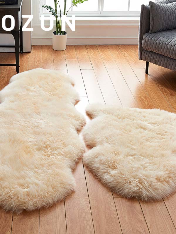 2.5'x6.9' 100% Real Australian Sheepskin Leopard  SOFT Lamskin Fur Rug Carpet 