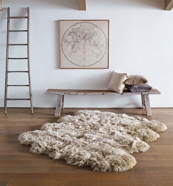 sheepskin placed in the living room 